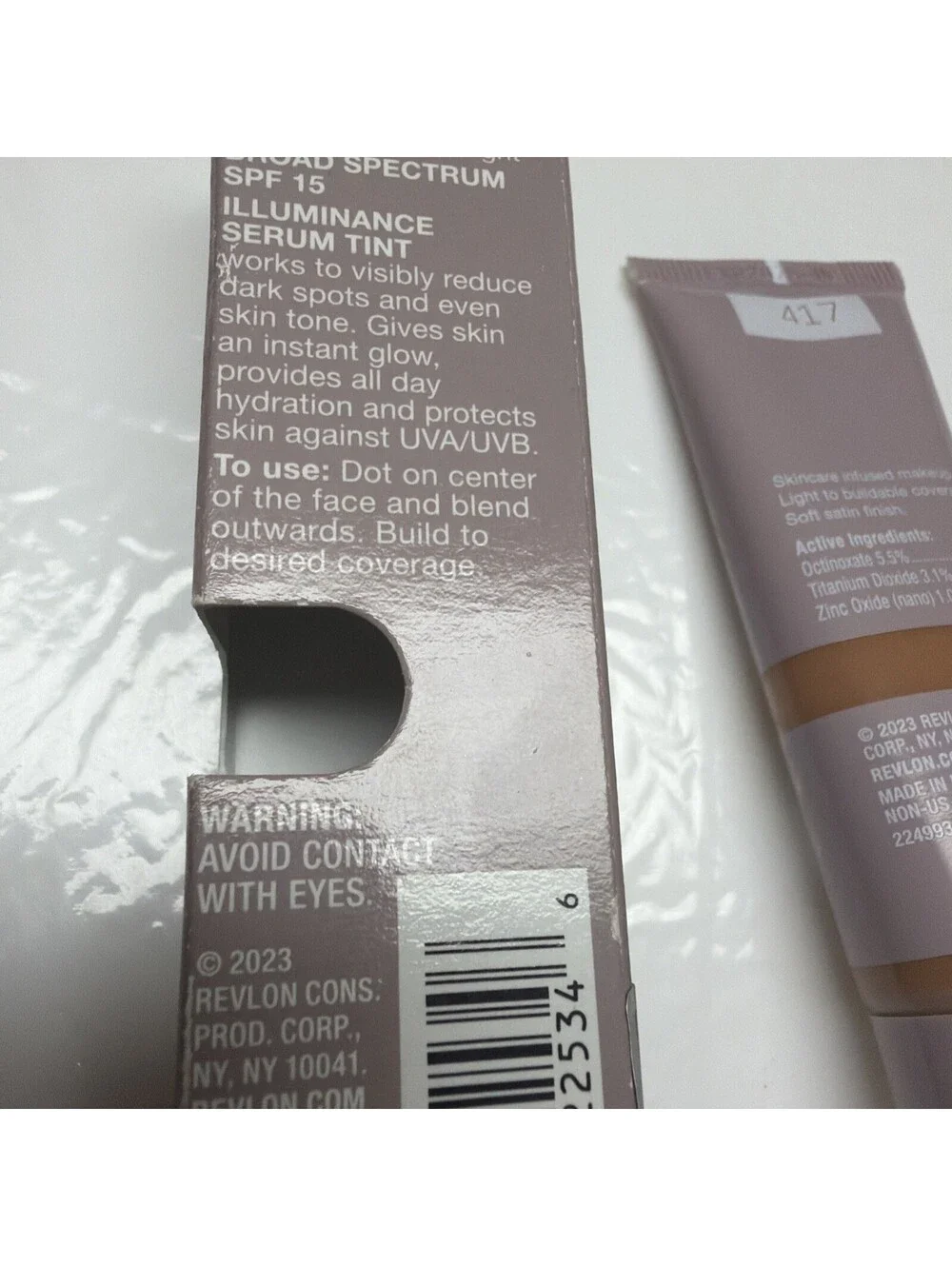 Revlon Illuminance Serum Tint 417 Warm Caramel SFP 15 Ginger Root Vitamin C& E